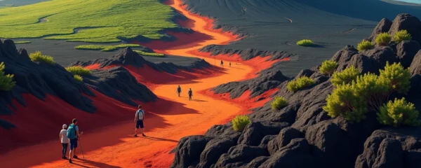 On foot in volcanic lands