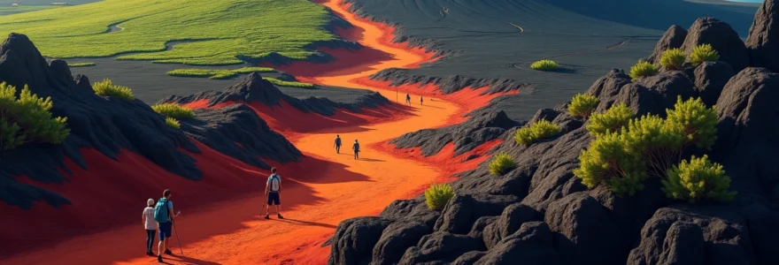 On foot in volcanic lands